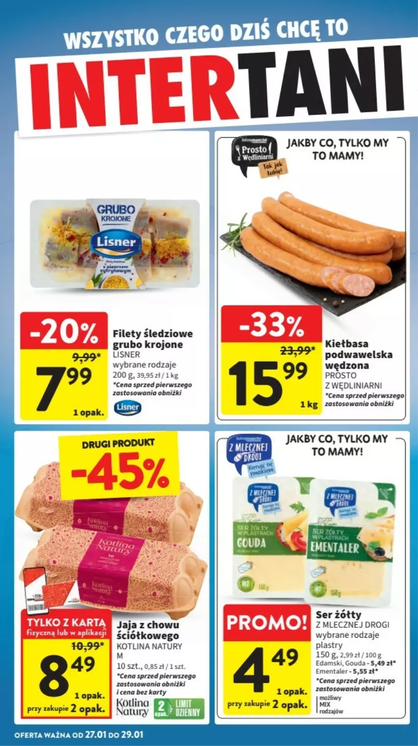 Gazetka promocyjna Intermarche - ważna 23.01 do 29.01.2025 - strona 28 - produkty: Edam, Ementaler, Gouda, Jaja, Kotlin, Lisner, Ser, Wawel