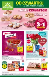 Gazetka promocyjna Stokrotka - Supermarket - Gazetka - ważna od 14.02 do 14.02.2024 - strona 1 - produkty: Kurczak, Warzywa, Truskawki, Pizza, Mleczko, Ptasie mleczko, Bukiet, Nuty, Owoce, Donut, Mięso