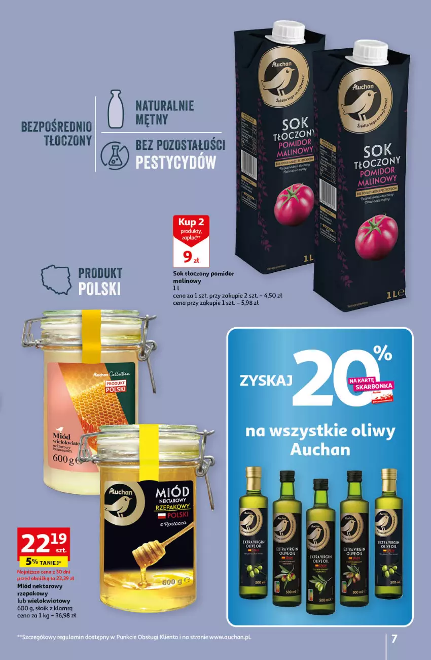 Gazetka promocyjna Auchan - Gazetka Sezonowe korzyści Hipermarket Auchan - ważna 31.08 do 06.09.2023 - strona 7 - produkty: Fa, Gin, Miód, Nektar, Pomidor malinowy, Sok