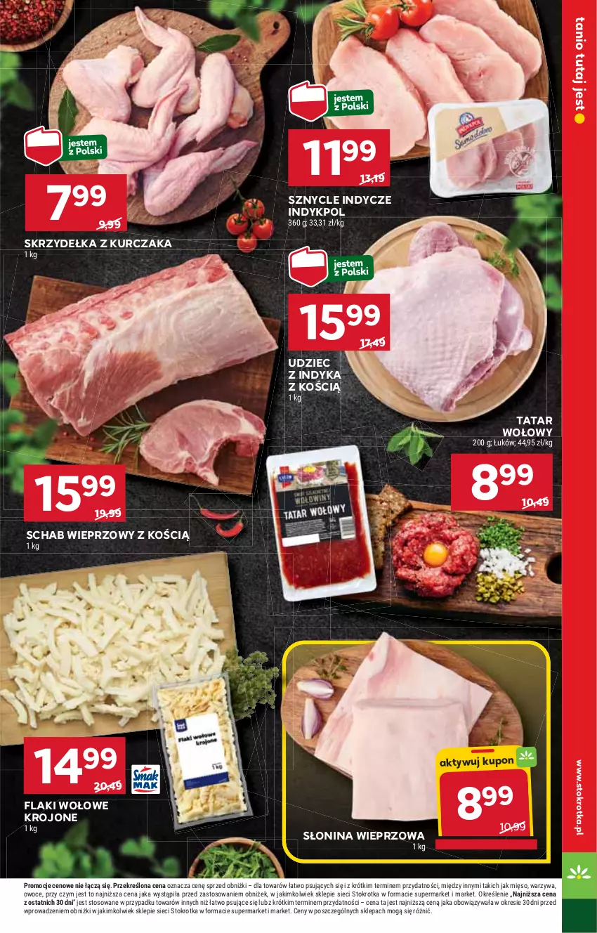 Gazetka promocyjna Stokrotka - Supermarket - ważna 23.01 do 29.01.2025 - strona 11 - produkty: Flaki, Flaki wołowe, HP, Kurczak, Schab wieprzowy, Skrzydełka z kurczaka, Tatar wołowy, Udziec z indyka