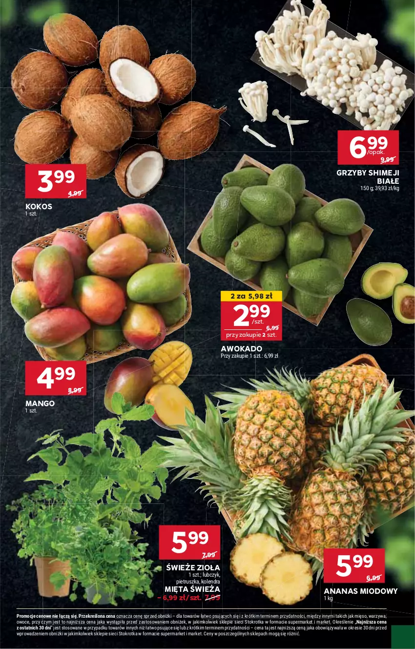 Gazetka promocyjna Stokrotka - Supermarket - ważna 23.01 do 29.01.2025 - strona 15 - produkty: Ananas, Grzyby, HP, Kokos, Mango, Mięta