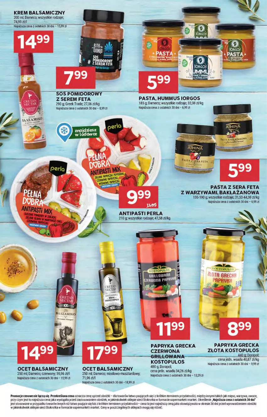 Gazetka promocyjna Stokrotka - Supermarket - ważna 01.08 do 07.08.2024 - strona 25 - produkty: Fa, Feta, Hummus, Mięso, Mus, Ocet, Ocet balsamiczny, Owoce, Papryka, Ser, Sos, Sos pomidorowy, Top, Warzywa