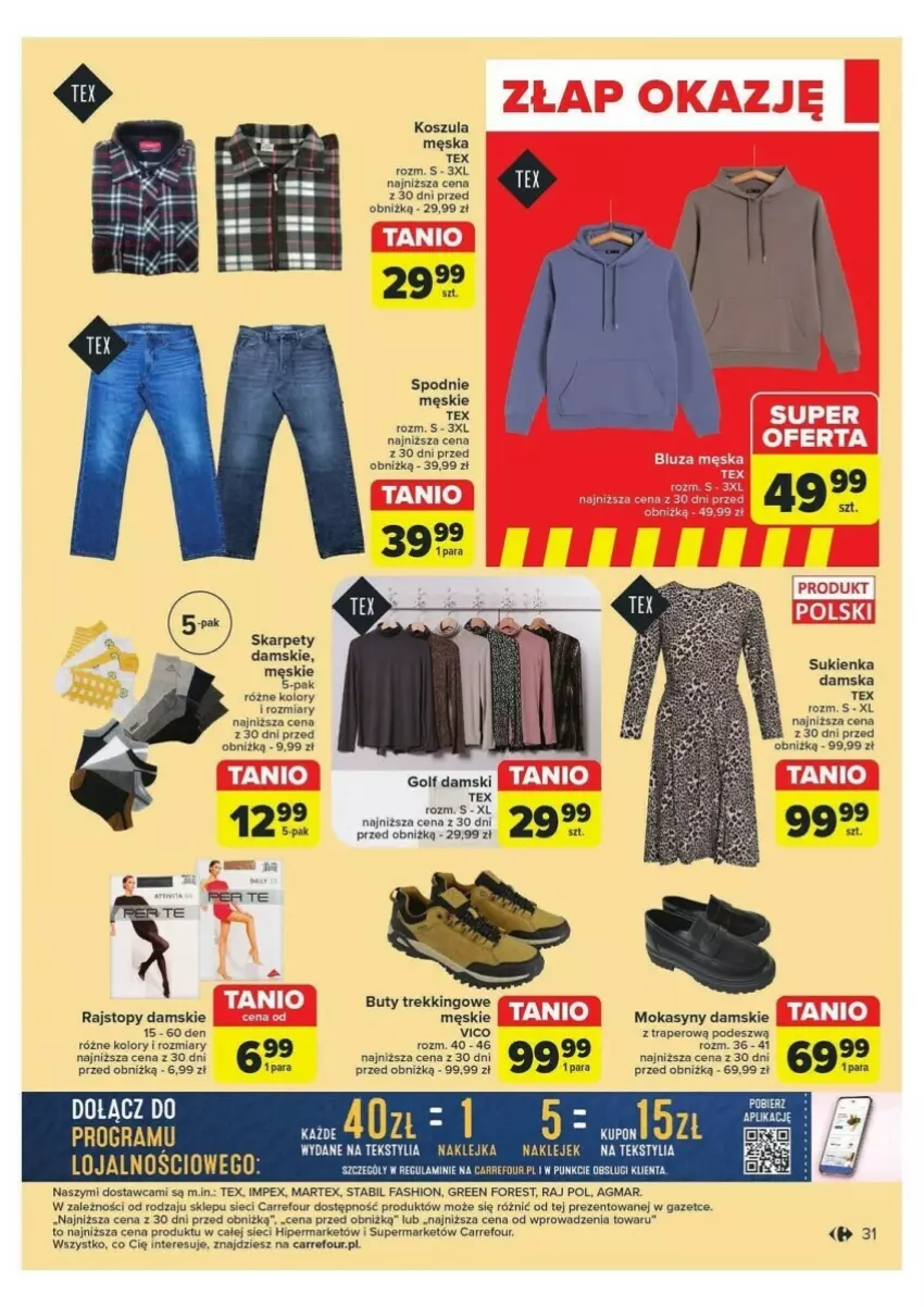 Gazetka promocyjna Carrefour - ważna 24.09 do 28.09.2024 - strona 25 - produkty: Buty, Fa, Gry, Klej, Kosz, Koszula, Mokasyny, Rajstopy, Spodnie, Sukienka, Top