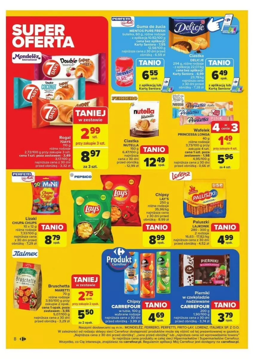 Gazetka promocyjna Carrefour - ważna 24.09 do 28.09.2024 - strona 35 - produkty: Chipsy, Chupa Chups, Ciastka, Guma do żucia, LG, Lizaki, Lorenz, Nutella, Pepsi, Piernik, Pierniki w czekoladzie, Por, Princessa, Wafelek