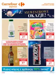 Gazetka promocyjna Carrefour - Gazetka Express - Gazetka - ważna od 03.01 do 03.01.2022 - strona 1 - produkty: Piwa, Piwo, Piec, Gra, BIC, Napój energetyczny, Cukier, Kosz, Robico, Lack, Cukierki, Mamba, Napój