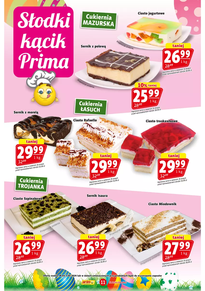 Gazetka promocyjna Prim Market - ważna 28.03 do 03.04.2024 - strona 11 - produkty: Ciasto jogurtowe, Cukier, Fa, HP, Jogurt, Ser