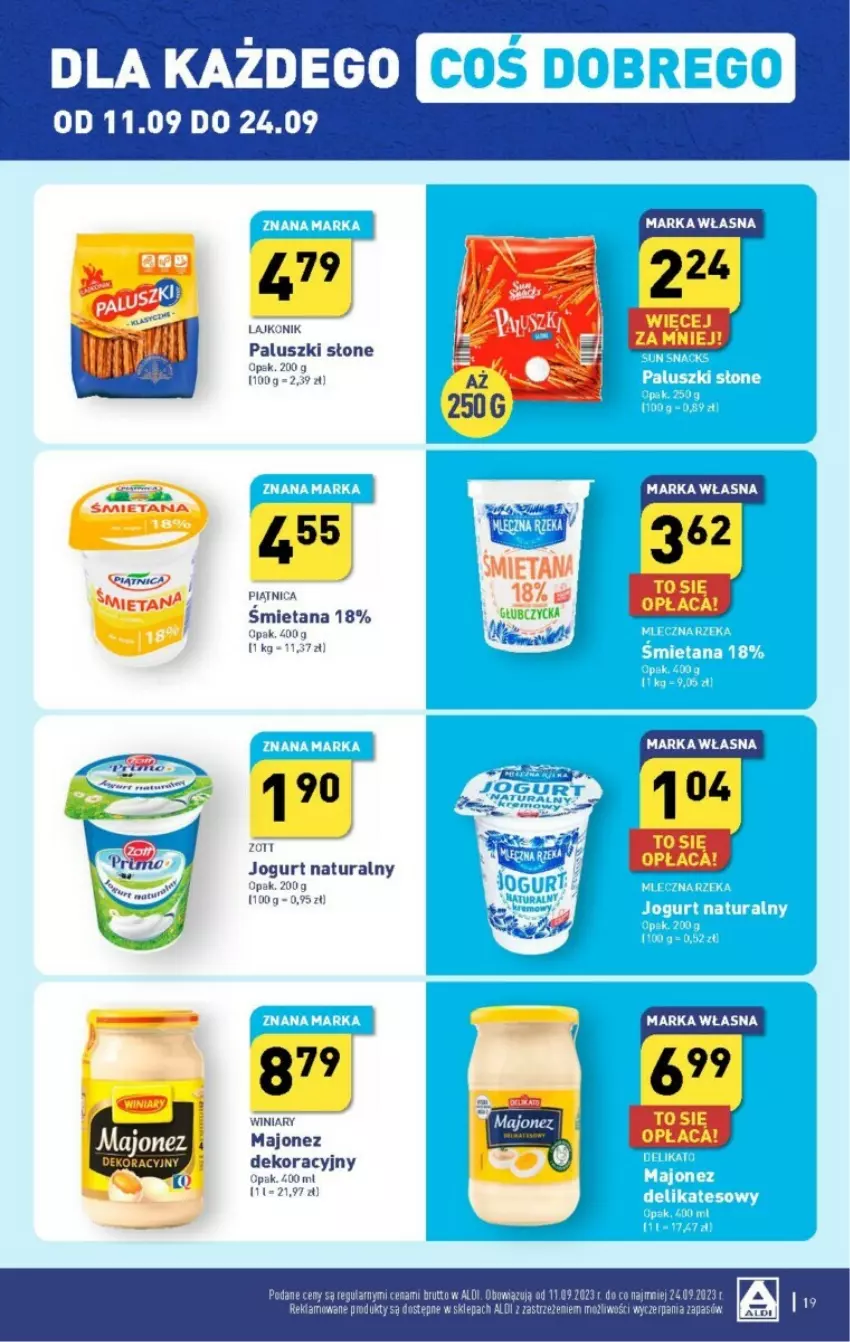 Gazetka promocyjna Aldi - ważna 18.09 do 23.09.2023 - strona 11 - produkty: Jogurt, Jogurt naturalny, Lajkonik, Majonez, Piątnica, Winiary