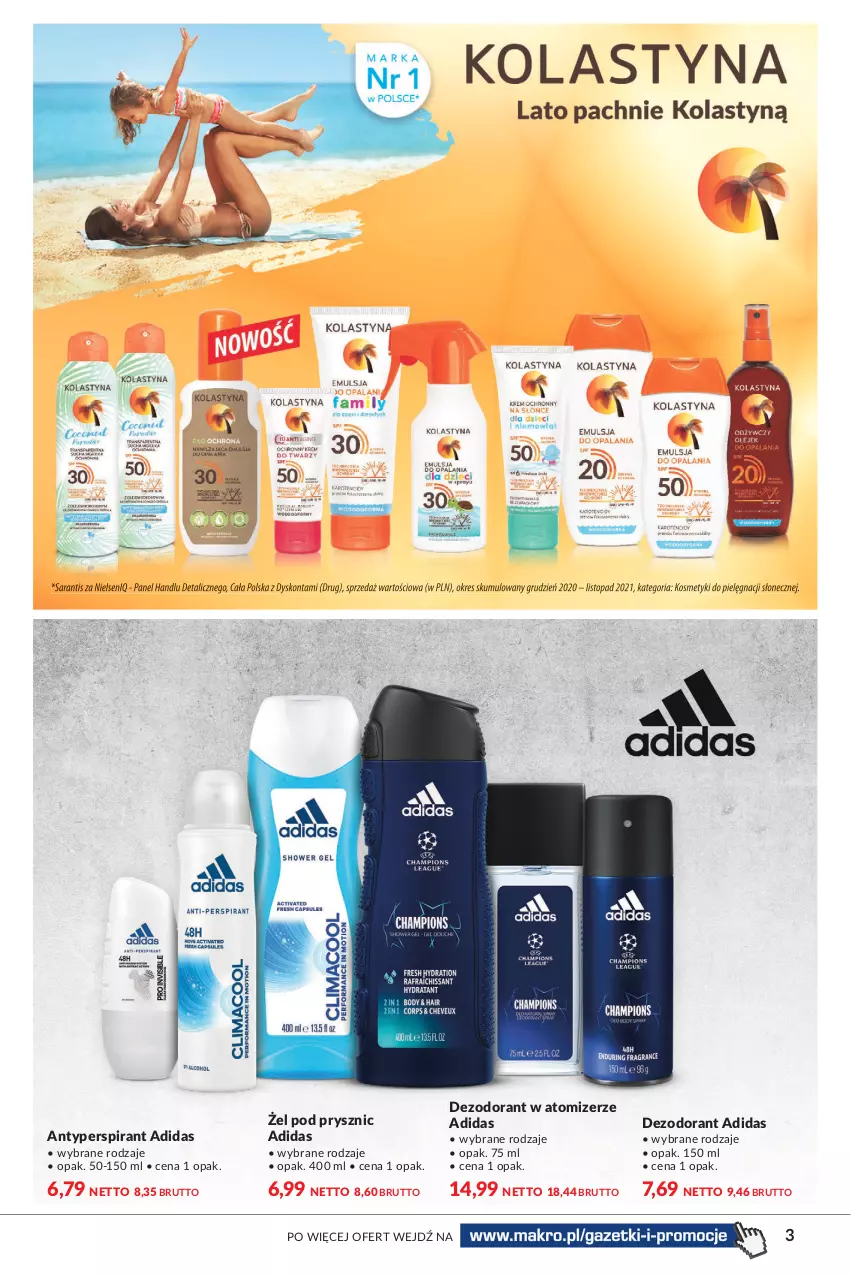 Gazetka promocyjna Makro - [Oferta specjalna] Sekrety urody - ważna 04.05 do 16.05.2022 - strona 3 - produkty: Adidas, Antyperspirant, Dezodorant, Kosmetyki do pielęgnacji, Top