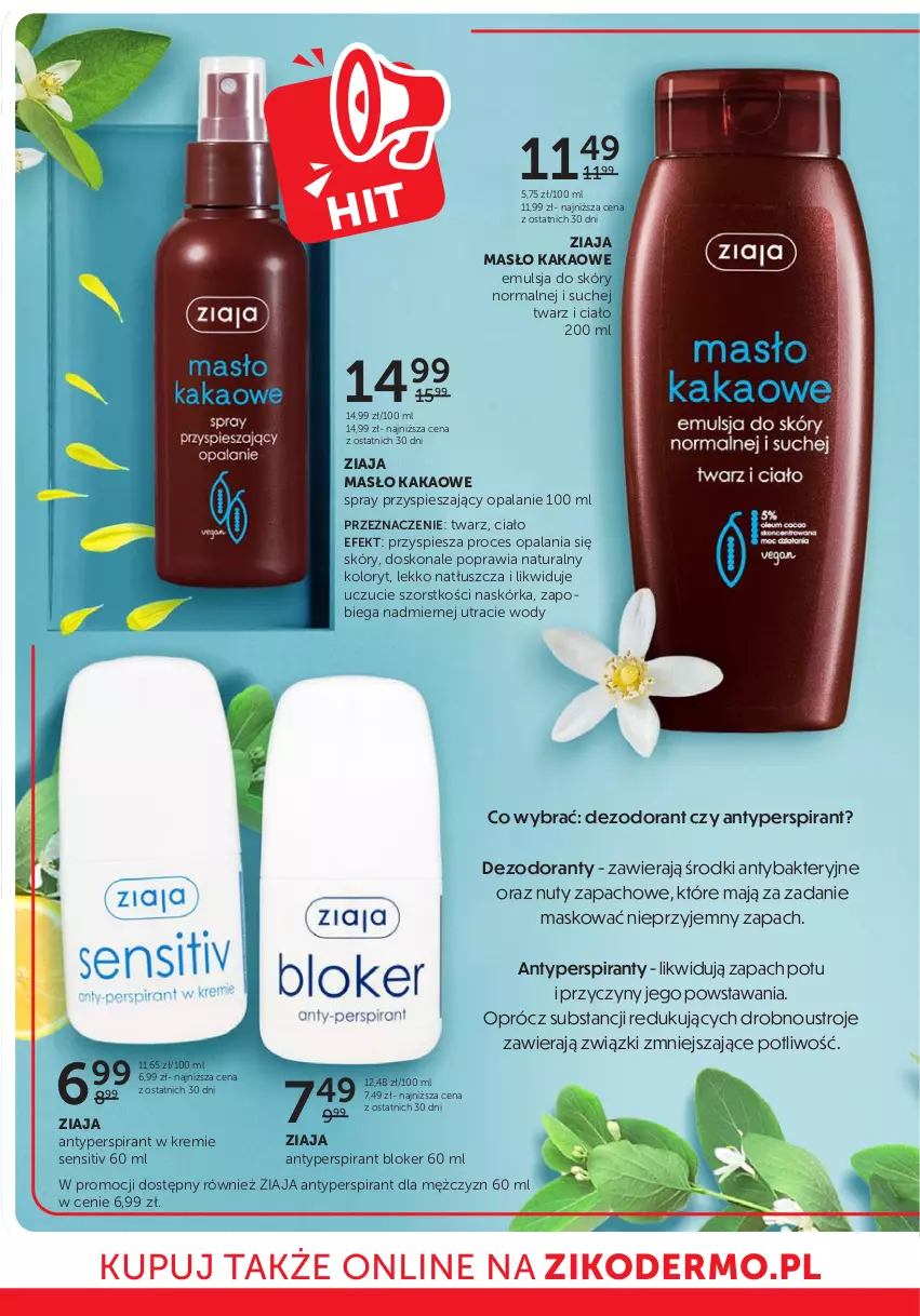 Gazetka promocyjna Ziko - Gazetka Ziko Dermo - ważna 13.06 do 26.06.2024 - strona 4 - produkty: Antyperspirant, Dezodorant, Emulsja, Kakao, Masło, Nuty, Ziaja