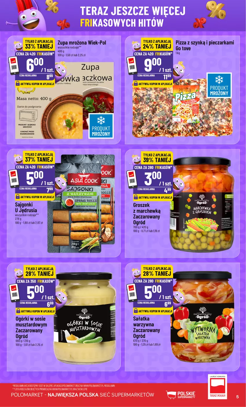 Gazetka promocyjna PoloMarket - Katalog Frikasów od 7.10 - ważna 07.10 do 13.10.2026 - strona 5 - produkty: Groszek, Laur, Mus, Ogród, Piec, Pieczarka, Pizza, Sajgonki, Sałat, Sałatka, Sos, Zupa