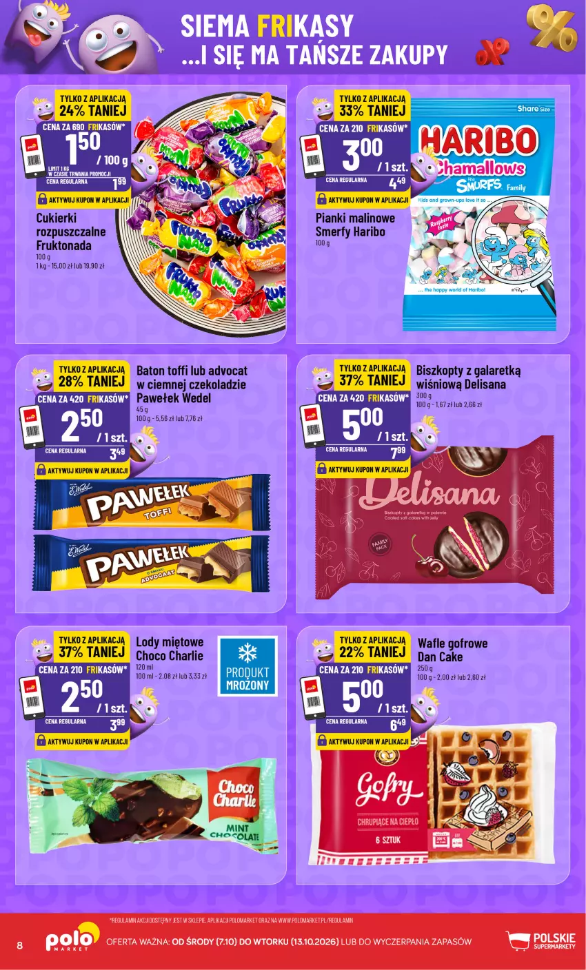 Gazetka promocyjna PoloMarket - Katalog Frikasów od 7.10 - ważna 07.10 do 13.10.2026 - strona 8 - produkty: Baton, Biszkopty, Cukier, Cukierki, Gala, Haribo, Isana, Lody, Wafle