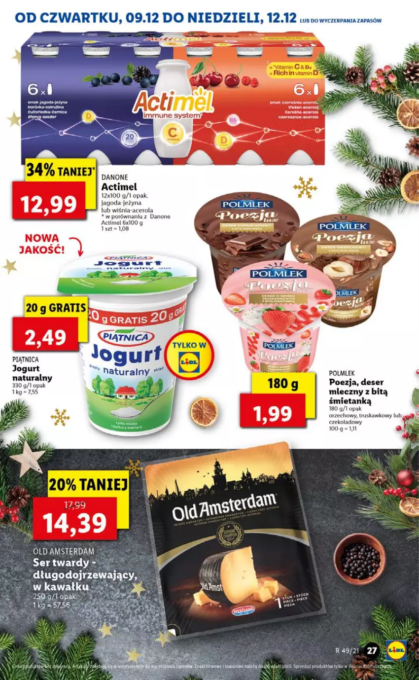 Gazetka promocyjna Lidl - GAZETKA OD 09.12 DO 12.12 - ważna 09.12 do 12.12.2021 - strona 27 - produkty: Acer, Actimel, Danone, Deser, Kawa, Piątnica, POLMLEK, Por, Ser