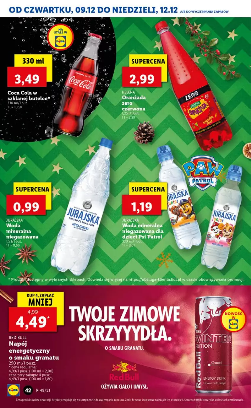 Gazetka promocyjna Lidl - GAZETKA OD 09.12 DO 12.12 - ważna 09.12 do 12.12.2021 - strona 42 - produkty: Fa, Gra, Granat, Napój, Napój energetyczny, Oranżada, Woda, Woda mineralna