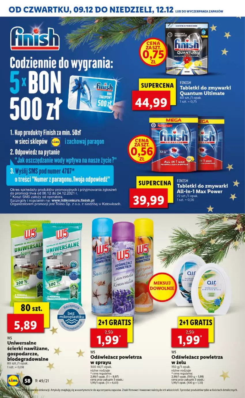 Gazetka promocyjna Lidl - GAZETKA OD 09.12 DO 12.12 - ważna 09.12 do 12.12.2021 - strona 58 - produkty: Finish, Gra, Odświeżacz powietrza, Tablet, Tabletki do zmywarki, Zmywarki