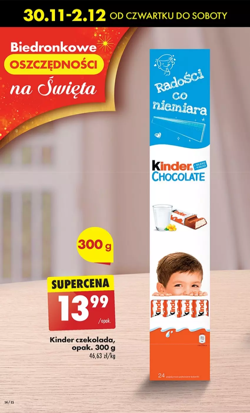 Gazetka promocyjna Biedronka - Okazje Tygodnia Mikołaj - ważna 30.11 do 06.12.2023 - strona 14 - produkty: Czekolada, Kinder