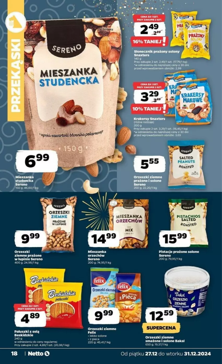 Gazetka promocyjna Netto - ważna 27.12 do 31.12.2024 - strona 10 - produkty: Felix, Orzeszki, Orzeszki ziemne, Pistacje, Ser