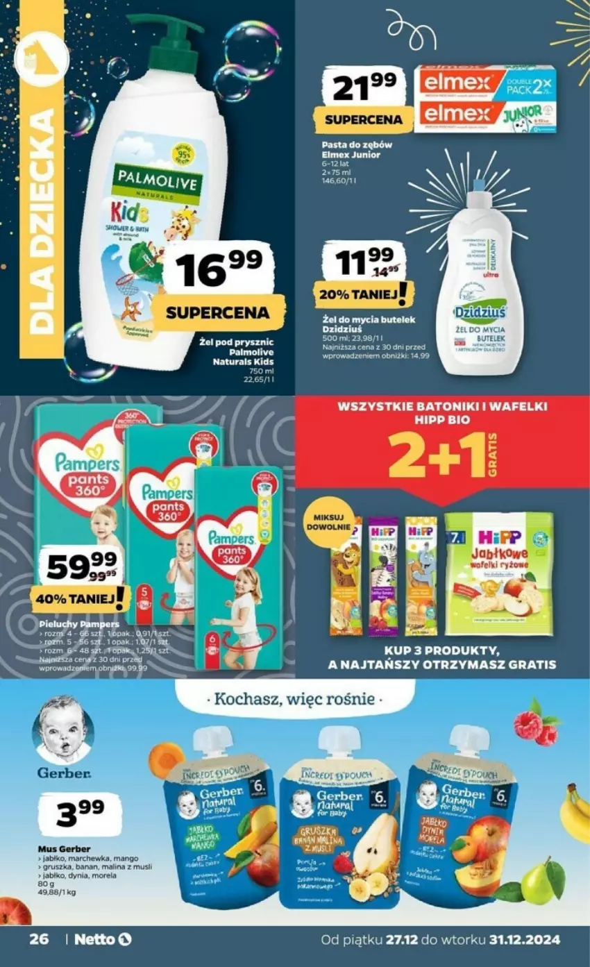 Gazetka promocyjna Netto - ważna 27.12 do 31.12.2024 - strona 19 - produkty: Baton, Gerber, Gra, Marchewka, Morela, Mus, Pasta do zębów, Tonik