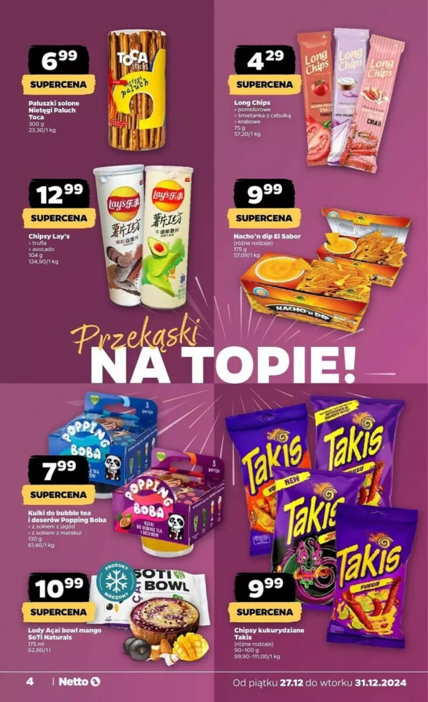 Gazetka promocyjna Netto - ważna 27.12 do 31.12.2024 - strona 27 - produkty: Chipsy, LG, Ser, Sok, Taft