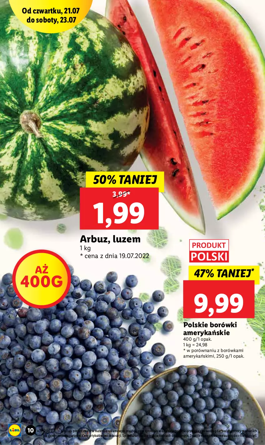 Gazetka promocyjna Lidl - GAZETKA - ważna 21.07 do 23.07.2022 - strona 10 - produkty: Arbuz, Borówka, Por