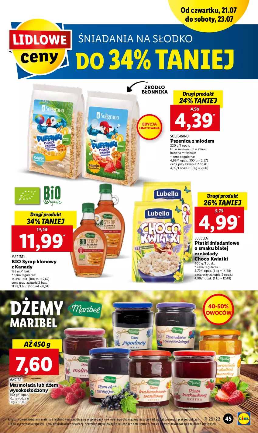 Gazetka promocyjna Lidl - GAZETKA - ważna 21.07 do 23.07.2022 - strona 45 - produkty: Bell, Bella, Danio, Dżem, Gra, Lubella, Marmolada, Mola, Sok, Soligrano, Syrop