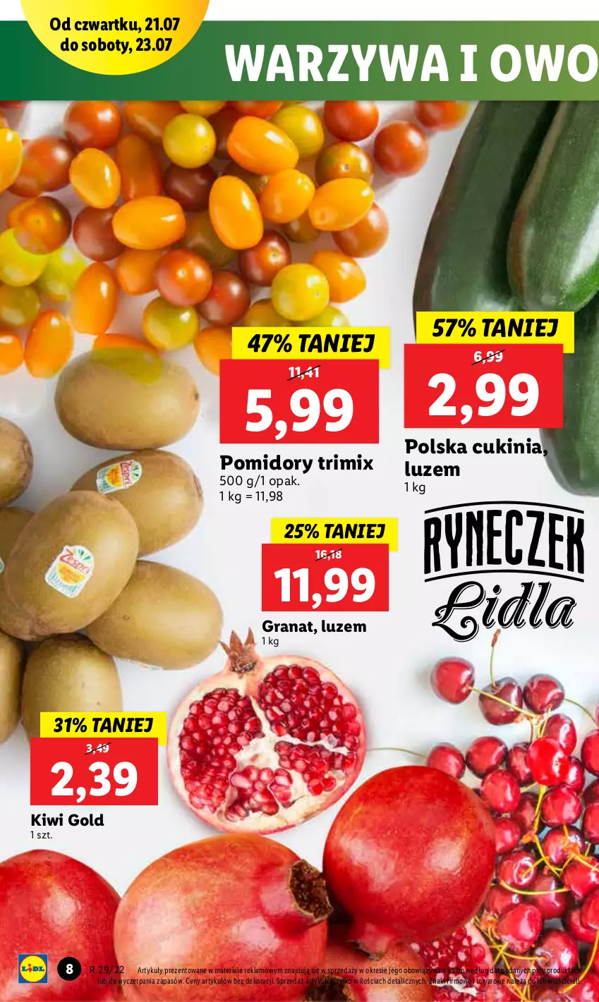 Gazetka promocyjna Lidl - GAZETKA - ważna 21.07 do 23.07.2022 - strona 8 - produkty: Gra, Granat, Kiwi, Pomidory, Warzywa