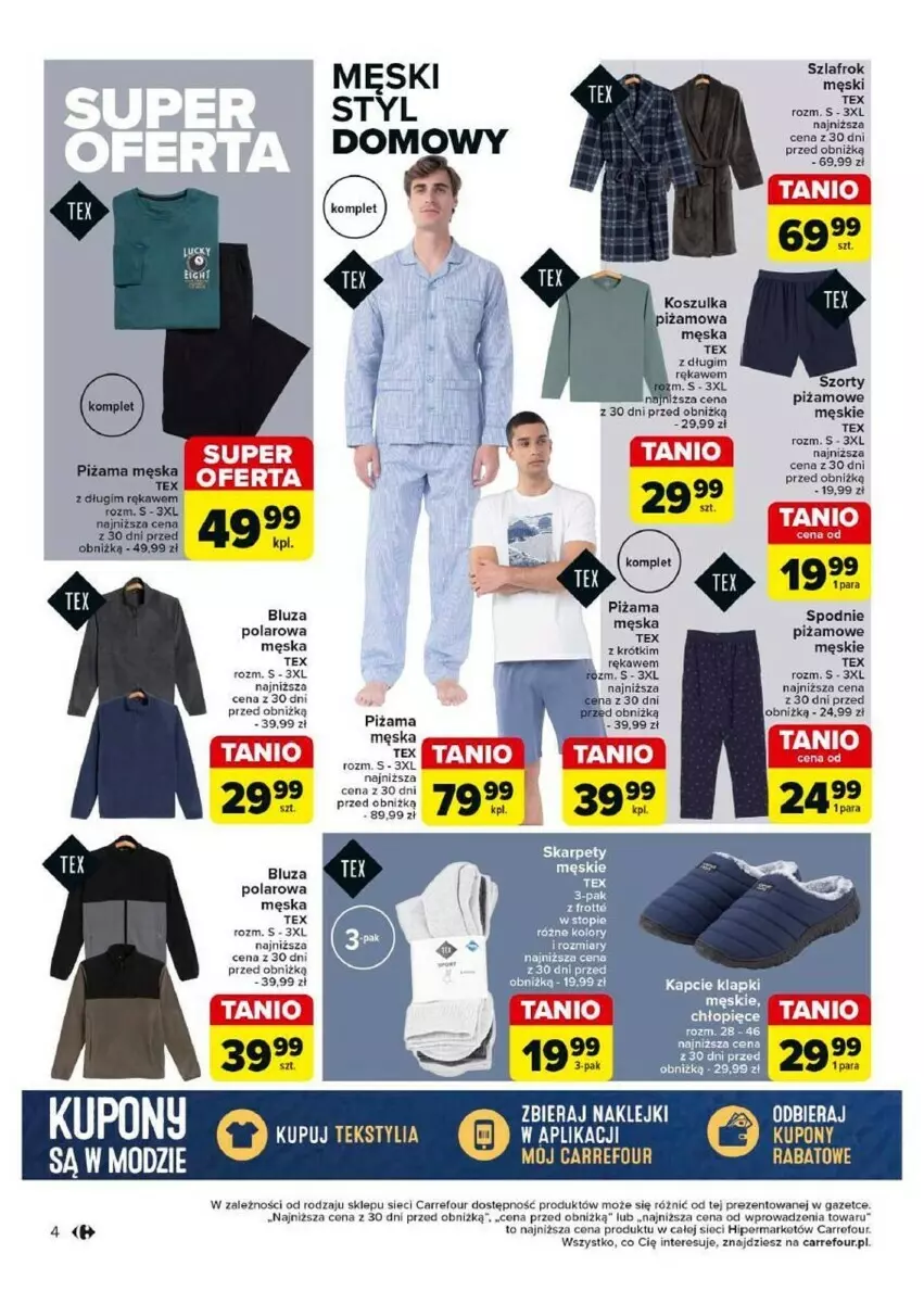 Gazetka promocyjna Carrefour - ważna 15.10 do 26.10.2024 - strona 5 - produkty: Bluza, Bluza polarowa, Kapcie, Klapki, Kosz, Koszulka, Piżama, Spodnie, Szlafrok, Top