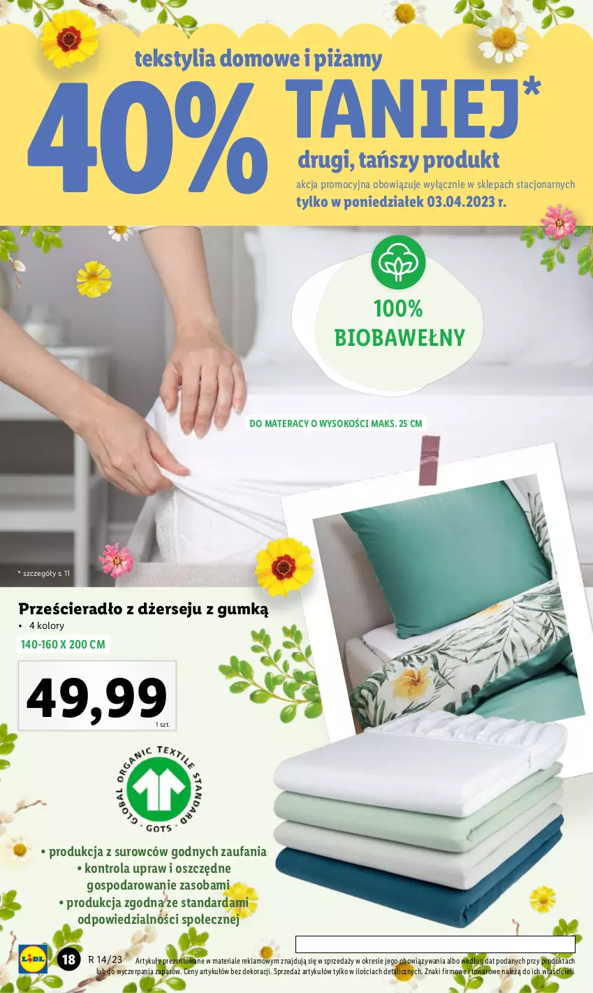 Gazetka promocyjna Lidl - GAZETKA - ważna 03.04 do 08.04.2023 - strona 18 - produkty: Fa, Materac, Prześcieradło, Sok, Tera