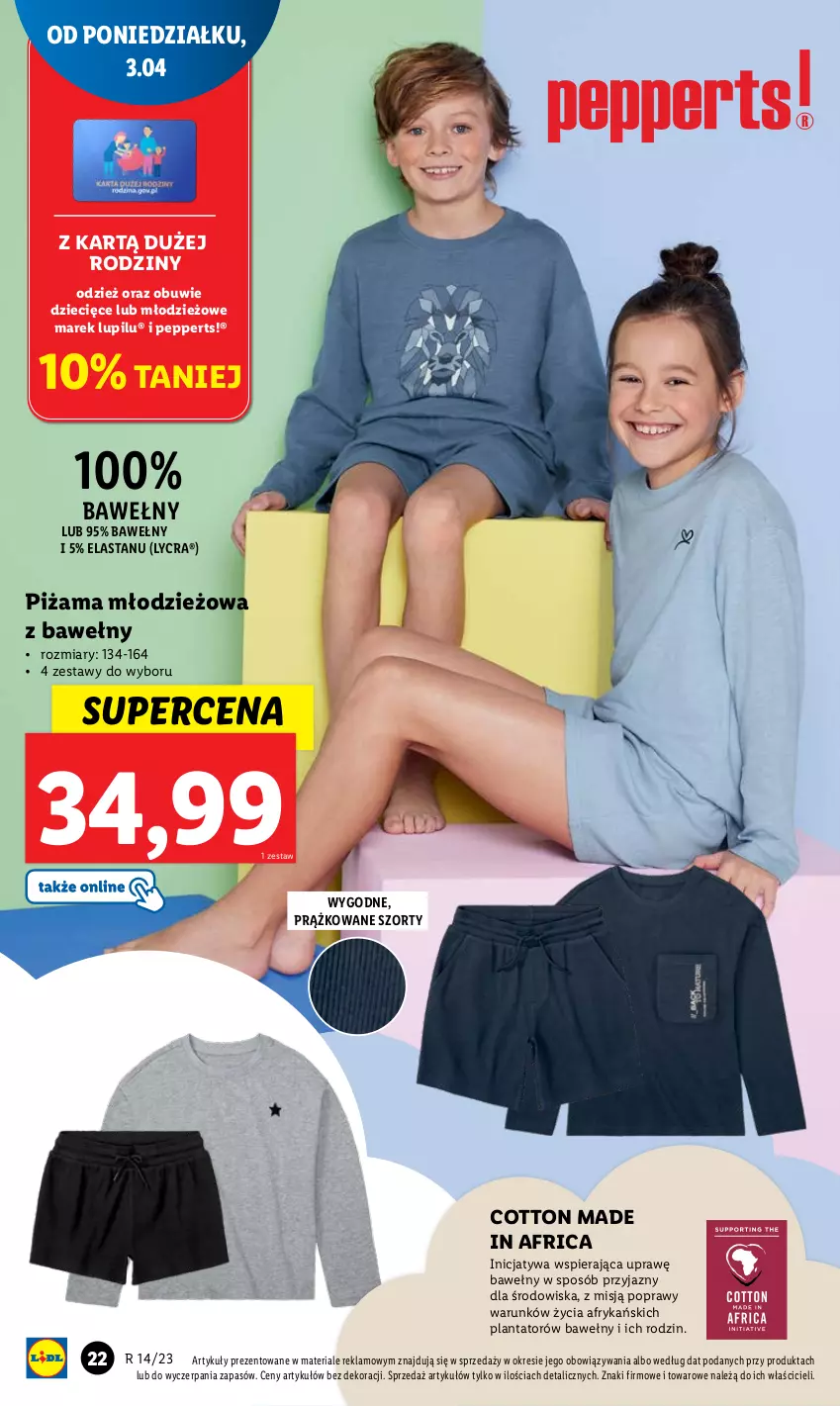 Gazetka promocyjna Lidl - GAZETKA - ważna 03.04 do 08.04.2023 - strona 22 - produkty: Dzieci, Obuwie, Piżama, Szorty