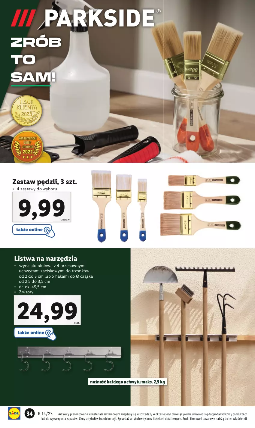 Gazetka promocyjna Lidl - GAZETKA - ważna 03.04 do 08.04.2023 - strona 34 - produkty: Listwa, Szyna, Zestaw pędzli