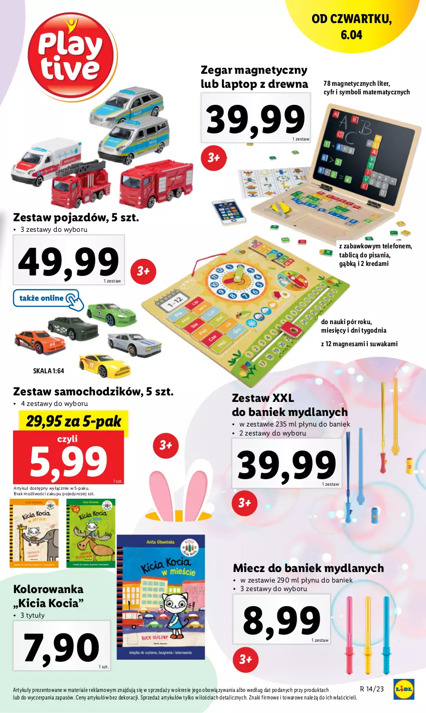 Gazetka promocyjna Lidl - GAZETKA - ważna 03.04 do 08.04.2023 - strona 39 - produkty: Chodzik, Edam, Koc, Kolorowanka, Miecz, Pojazd, Telefon, Top, Zegar