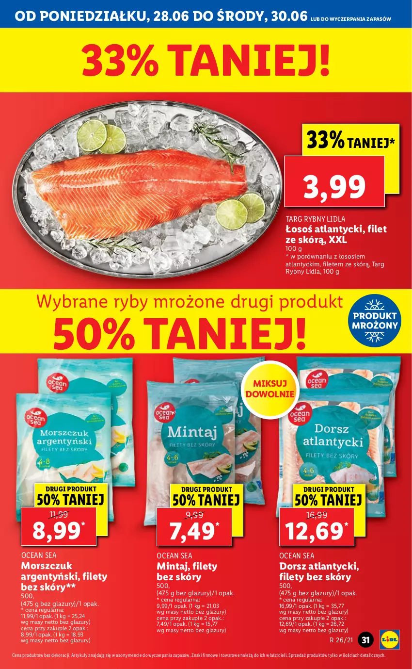 Gazetka promocyjna Lidl - GAZETKA - ważna 28.06 do 30.06.2021 - strona 31 - produkty: Dorsz, Lazur, Mintaj, Por, Sos