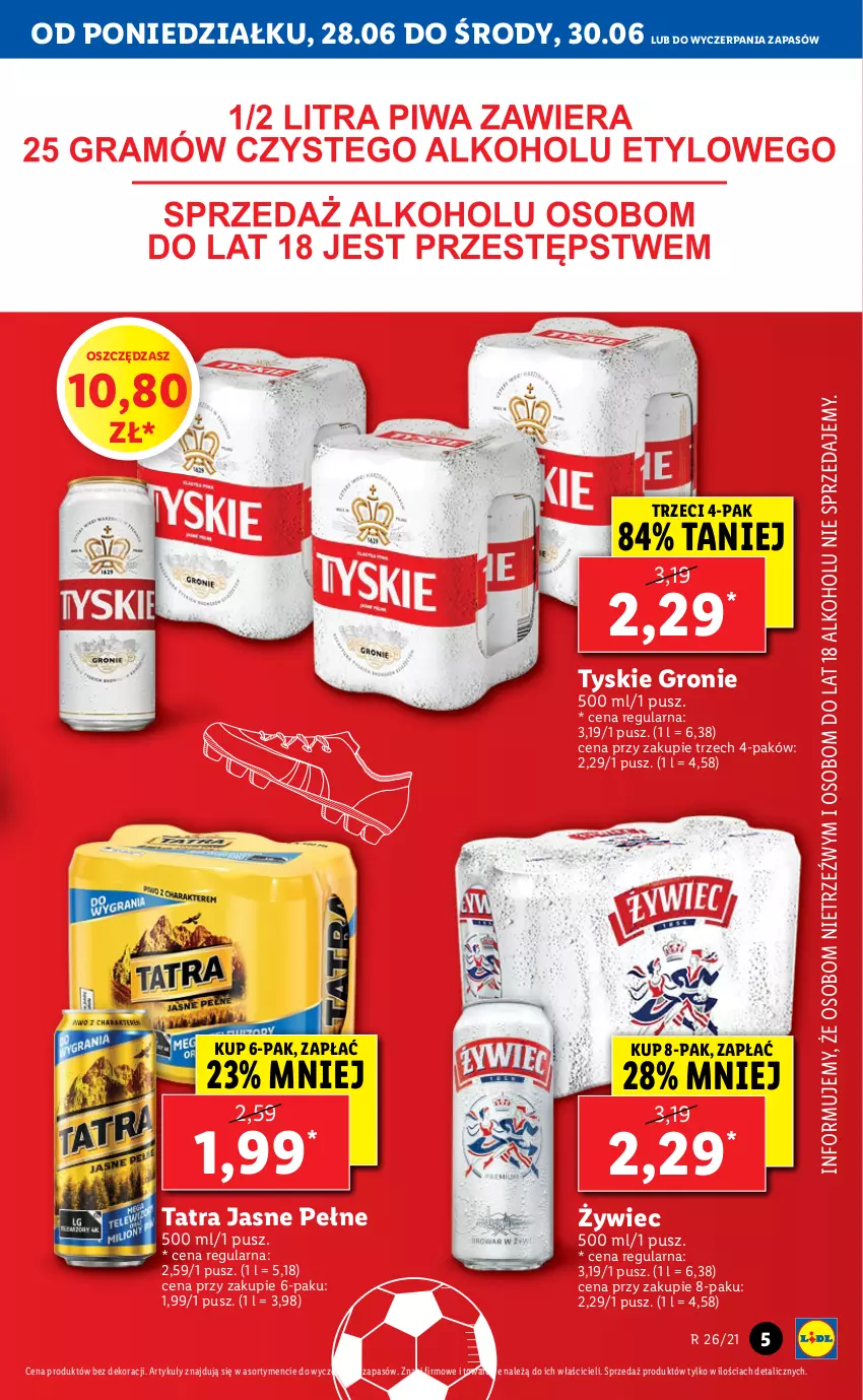 Gazetka promocyjna Lidl - GAZETKA - ważna 28.06 do 30.06.2021 - strona 5 - produkty: Tatra, Tyskie