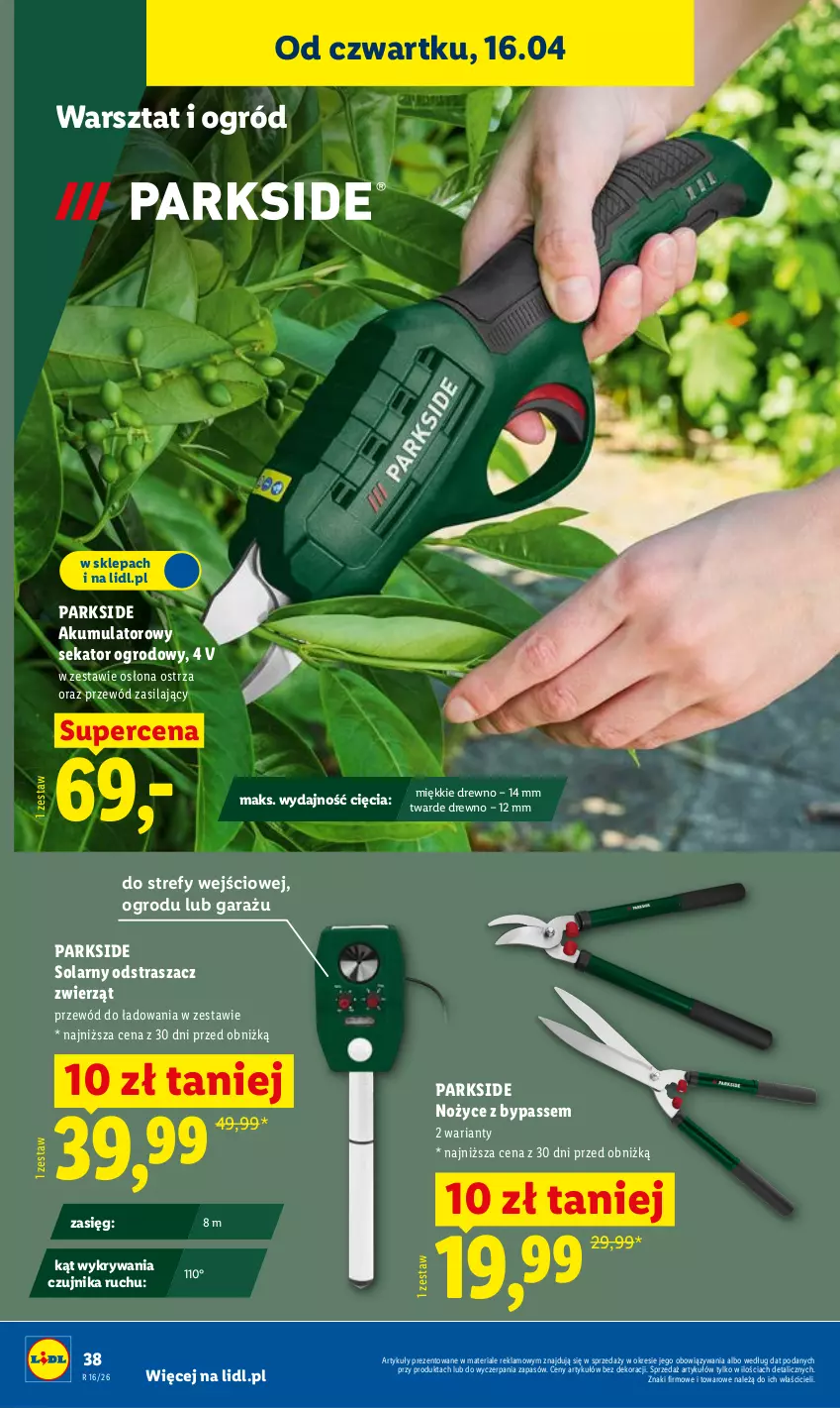 Gazetka promocyjna Lidl - Katalog ważny od 13.04 - ważna 13.04 do 18.04.2026 - strona 44 - produkty: Akumulator, Garaż, Noż, Nożyce, Ogród, Parkside, Przewód, Sekator