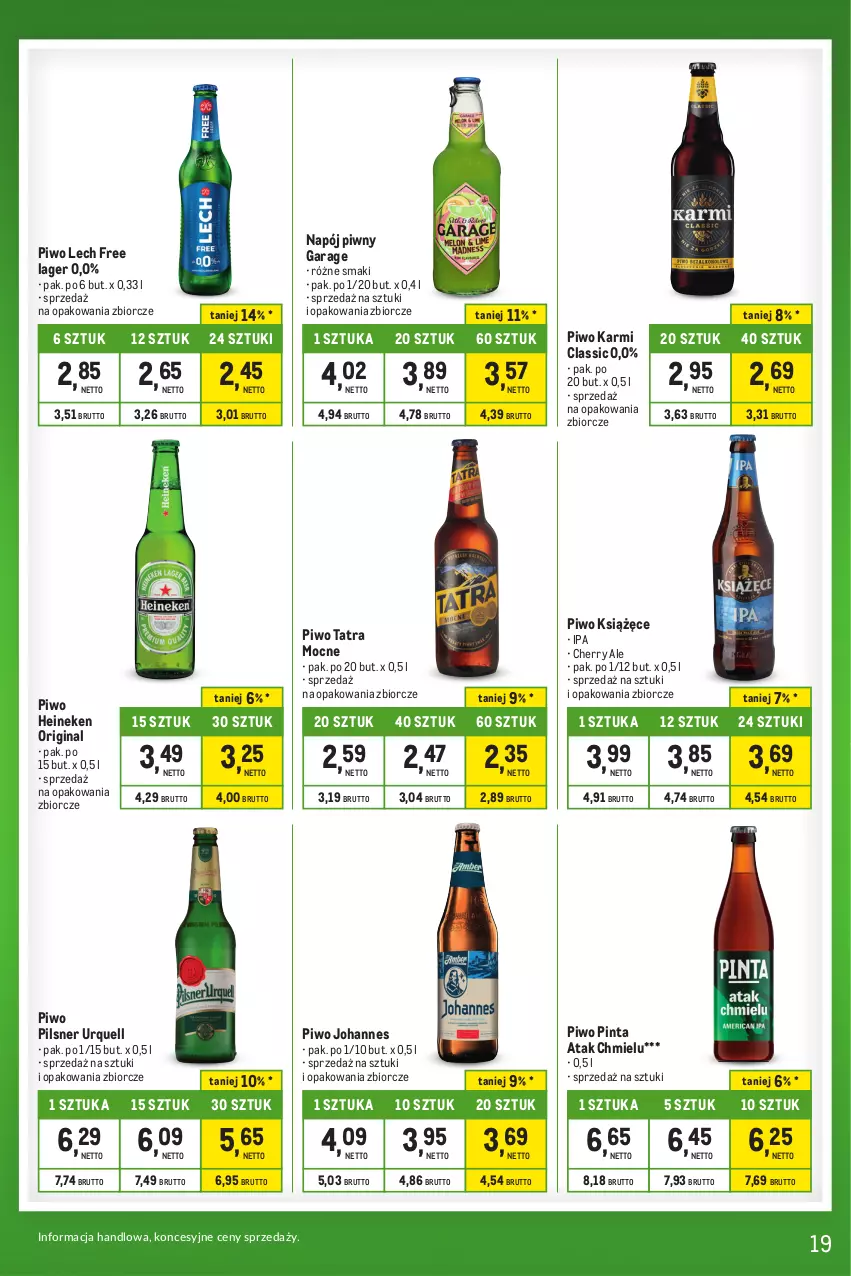 Gazetka promocyjna Makro - Kupujesz więcej płacisz mniej - oferta z alkoholem - ważna 01.10 do 31.10.2023 - strona 19 - produkty: Gin, Heineken, Karmi, Książęce, Napój, Pilsner Urquell, Piwo, Tatra