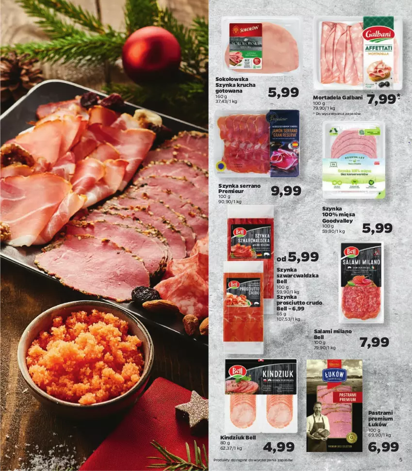 Gazetka promocyjna Netto - Katalog znanych marek - ważna 09.12 do 24.12.2021 - strona 5 - produkty: Bell, Gala, Galbani, Gra, Kawior, Kindziuk, Lisner, Pieprz, Prosciutto, Pstrąg, Pstrąg wędzony, Quinoa, Salami, Ser, Sok, Szynka