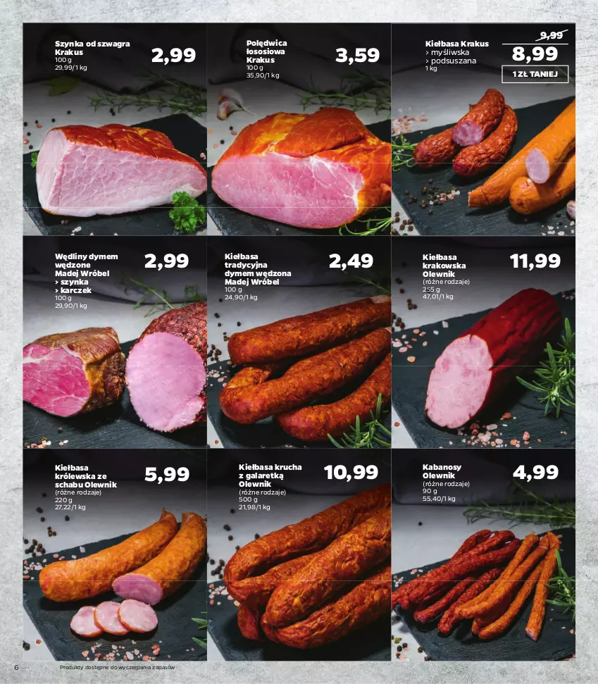 Gazetka promocyjna Netto - Katalog znanych marek - ważna 09.12 do 24.12.2021 - strona 6 - produkty: Boczek, Gala, Gra, Kabanos, Kiełbasa, Kiełbasa krakowska, Kiełbasa krucha, Krakus, Królik, Madej Wróbel, Olewnik, Perliczka, Polędwica, Sok, Sokołów, Sos, Stek, Szynka, Tusz, Udziec wołowy