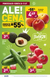 Gazetka promocyjna Aldi - Gazetka - ważna od 31.07 do 31.07.2021 - strona 2 - produkty: Warzywa, Ogórek, Brzoskwinie, Owoce, Pomidor malinowy