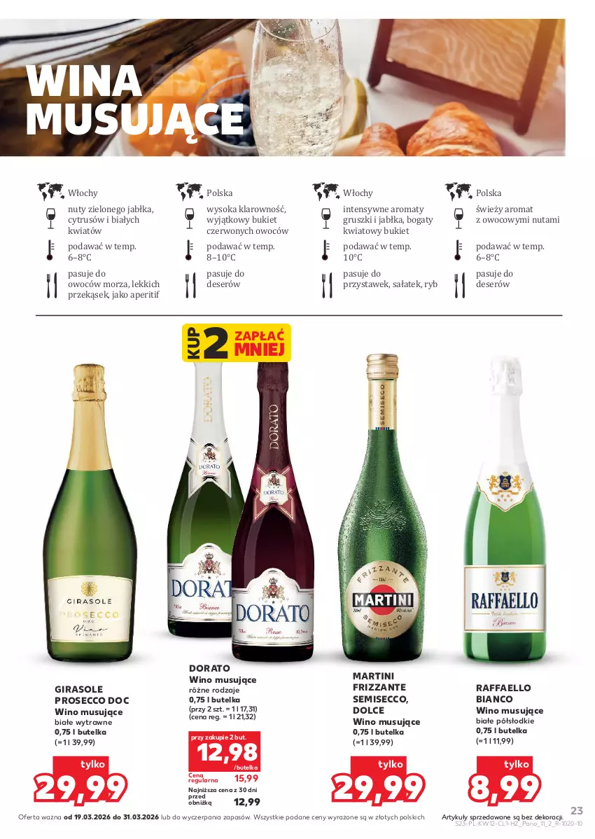 Gazetka promocyjna Kaufland - Barek Kauflandu - ważna 19.03 do 31.03.2026 - strona 23 - produkty: Bukiet, Deser, Fa, Gruszki, Jabłka, Martini, Mus, Nuty, Prosecco, Raffaello, Sałat, Ser, Sok, Wino, Wino musujące