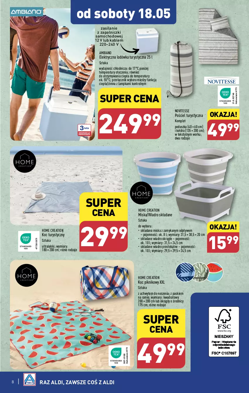 Gazetka promocyjna Aldi - Artykuły przemysłowe i tekstylia - ważna 15.05 do 18.05.2024 - strona 8 - produkty: Koc, Kołdra, Lodówka, Miska, Poduszka, Pościel, Silan, Wiadro