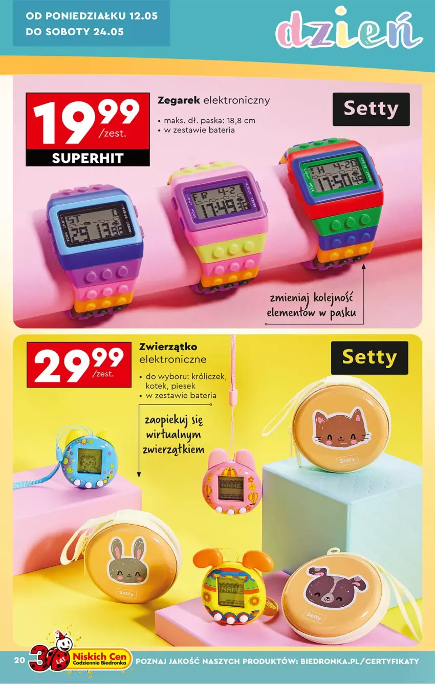 Gazetka promocyjna Biedronka - Okazje Tygodnia - ważna 10.05 do 24.05.2025 - strona 22 - produkty: Bateria, Kotek, Olej, Zegar, Zegarek