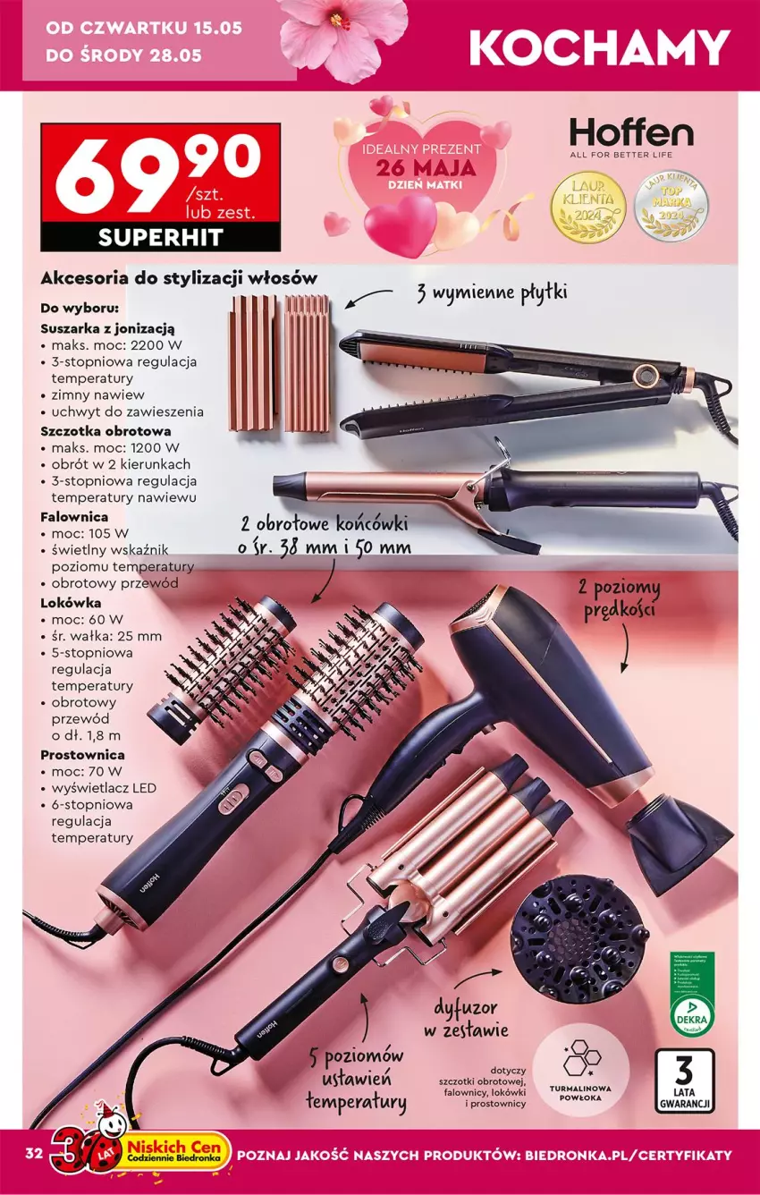 Gazetka promocyjna Biedronka - Okazje Tygodnia - ważna 10.05 do 24.05.2025 - strona 34 - produkty: Fa, Lokówka, Przewód, Suszarka, Szczotka, Top