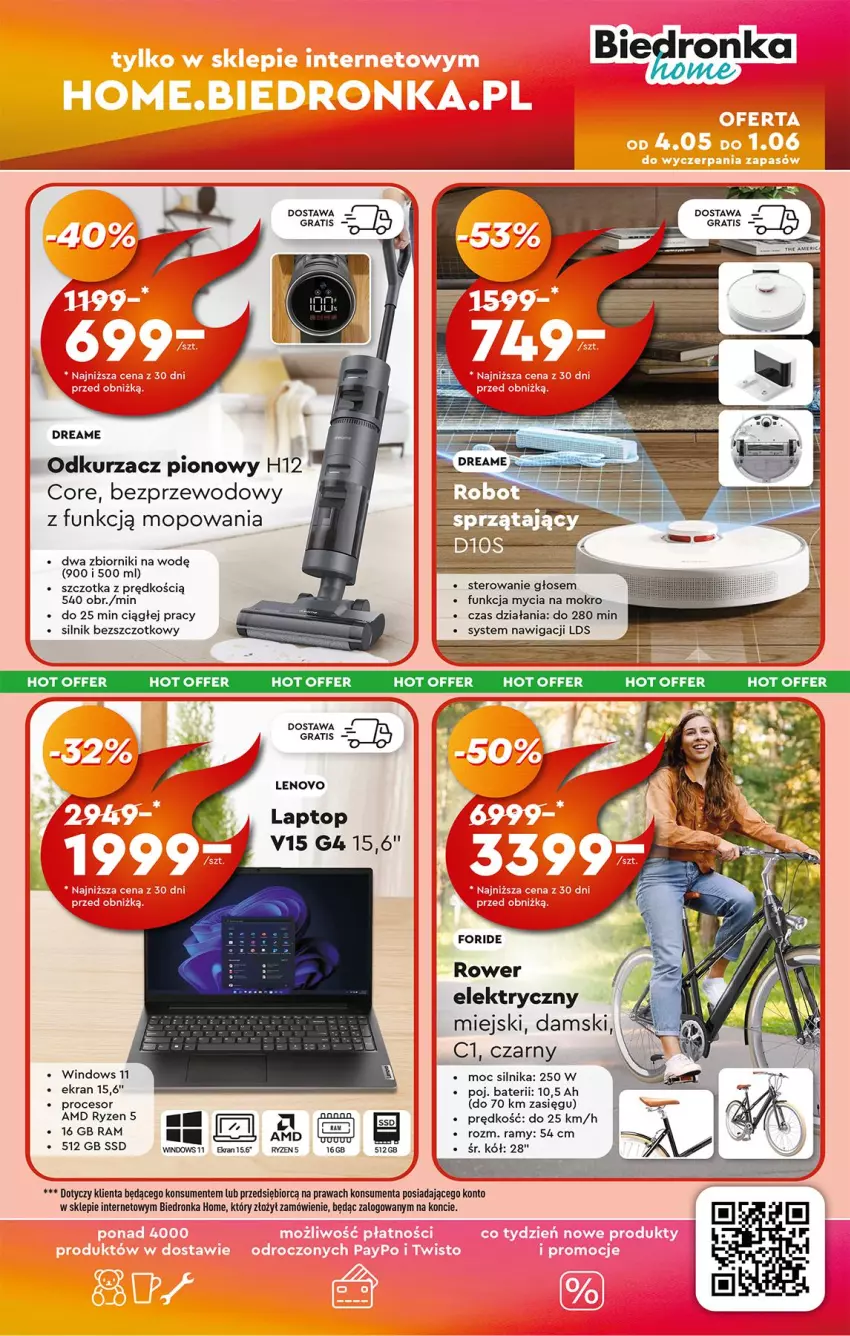 Gazetka promocyjna Biedronka - Okazje Tygodnia - ważna 10.05 do 24.05.2025 - strona 47 - produkty: BIC, Gra, Lenovo, LG, Mop, Nawigacji, Odkurzacz, Procesor, Rower, Rower elektryczny, Szczotka, Top