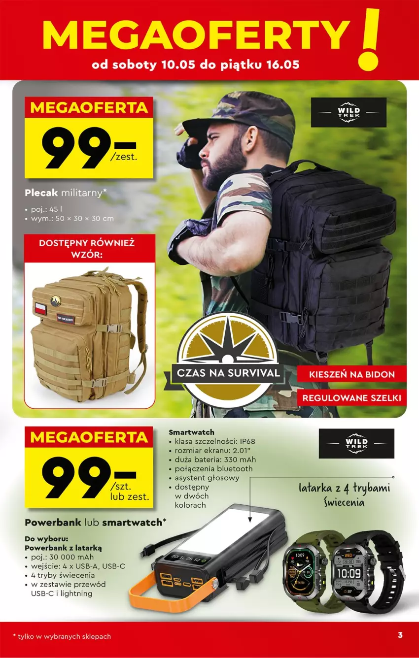 Gazetka promocyjna Biedronka - Okazje Tygodnia - ważna 10.05 do 24.05.2025 - strona 5 - produkty: Bateria, Latarka, Powerbank, Przewód, Ryba, Smartwatch, Tarka