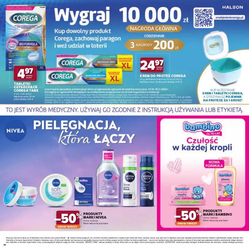 Gazetka promocyjna Stokrotka - Katalog Jesienne Inspiracje! - ważna 15.10 do 28.10.2026 - strona 26 - produkty: Corega, Mięso, Nivea, Owoce, Pojemnik, Tablet, Warzywa