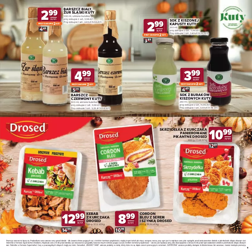 Gazetka promocyjna Stokrotka - Katalog Jesienne Inspiracje! - ważna 15.10 do 28.10.2026 - strona 9 - produkty: Cordon Bleu, Kebab, Kurczak, LANA, Mięso, Owoce, Ser, Skrzydełka z kurczaka, Sok, Warzywa