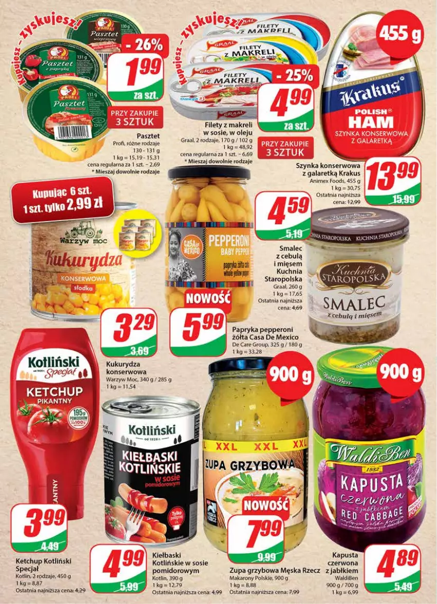 Gazetka promocyjna Dino - Gazetka - ważna 08.02 do 14.02.2023 - strona 12 - produkty: Fa, Gala, Gra, Graal, Ketchup, Kotlin, Krakus, Kuchnia, Kukurydza, Makaron, Olej, Papryka, Papryka pepperoni, Pasztet, Ser, Smalec, Sos, Szynka, Szynka konserwowa, Zupa