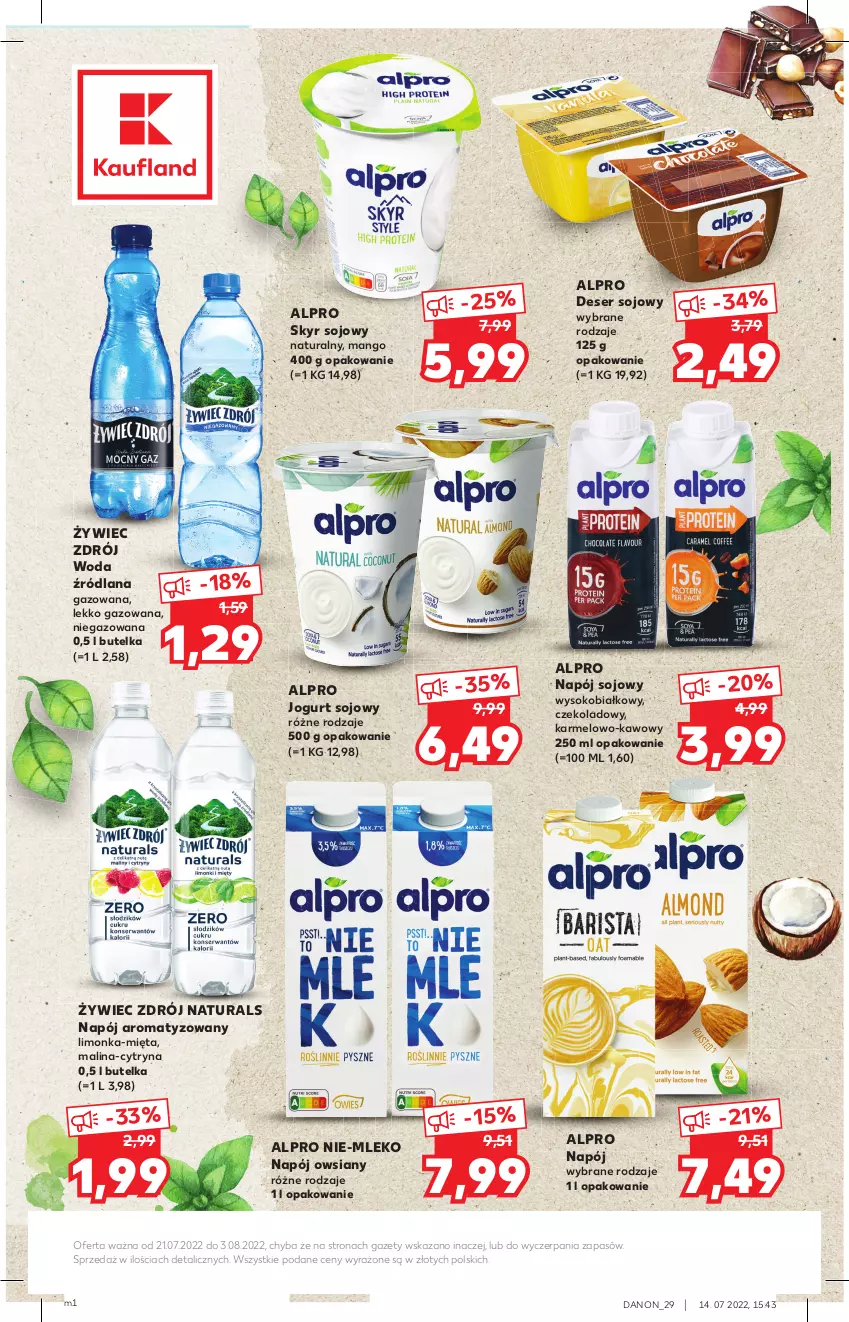 Gazetka promocyjna Kaufland - Oferta ważna  od  21.07.2022 do 03.08.2022 lub do wyczerpania zapasów - ważna 21.07 do 03.08.2022 - strona 2 - produkty: Alpro, Deser, Jogurt, LANA, Limonka, Mango, Mięta, Mleko, Napój, Ser, Sok, Woda