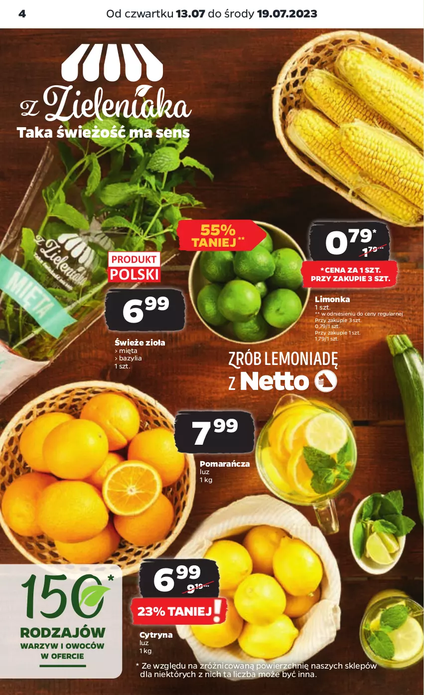Gazetka promocyjna Netto - Artykuły spożywcze - ważna 13.07 do 19.07.2023 - strona 4 - produkty: Bazyl, Bazylia, Limonka, Mięta
