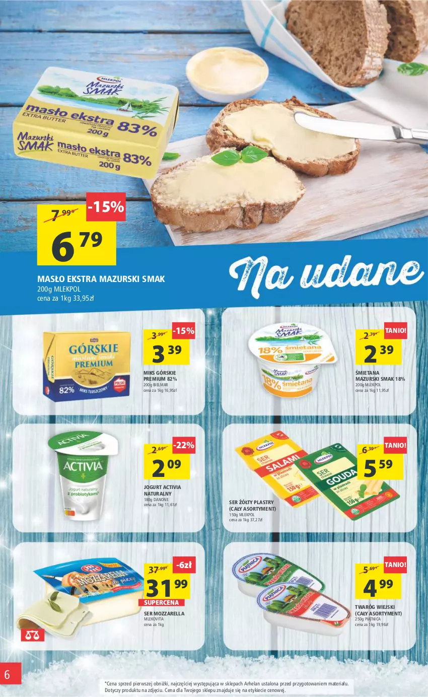 Gazetka promocyjna Arhelan - Gazetka - ważna 13.01 do 22.01.2023 - strona 6 - produkty: Activia, Danone, Jogurt, Masło, Mleko, Mlekovita, Mozzarella, Piątnica, Ser, Twaróg, Vita C