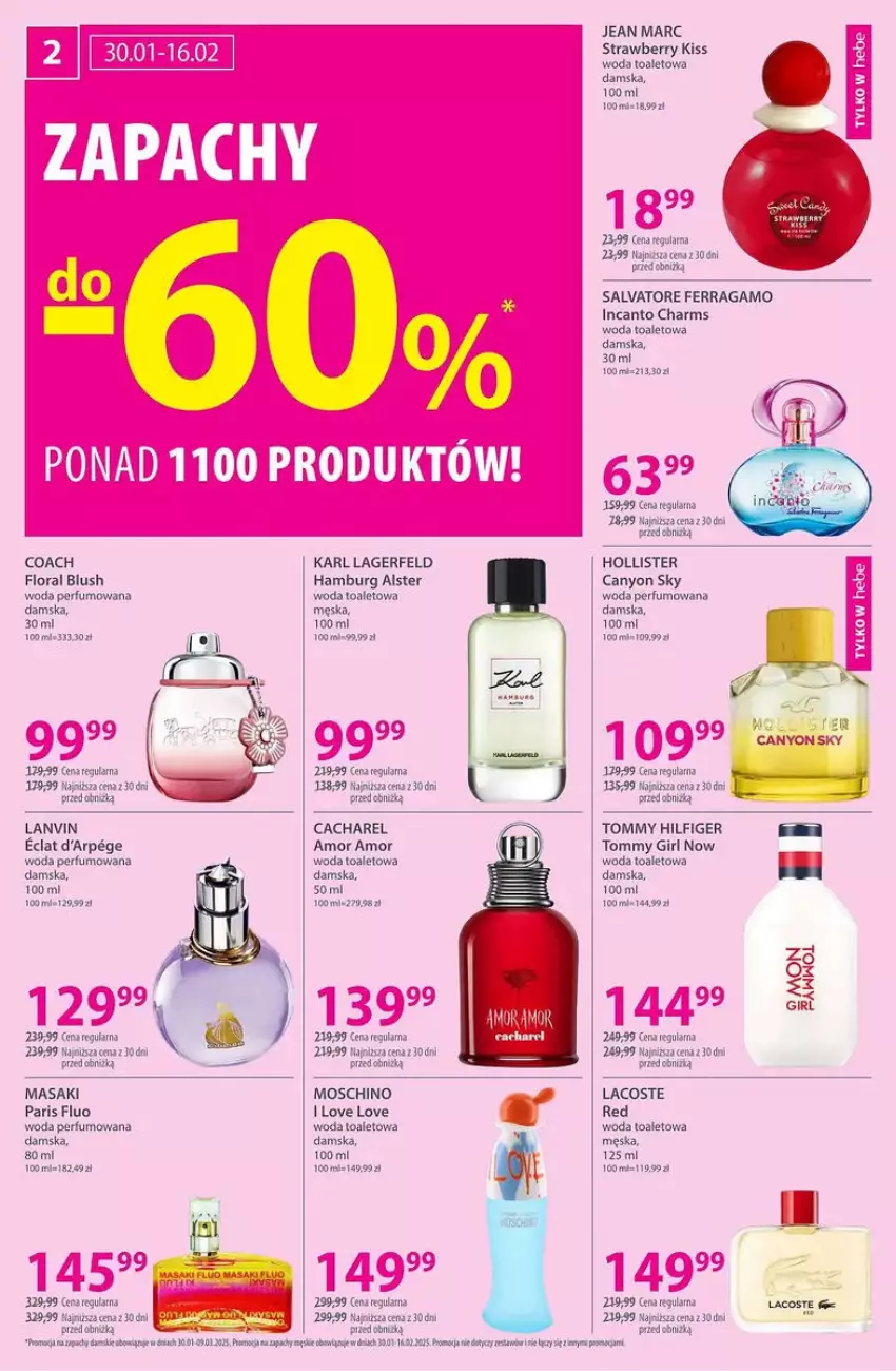 Gazetka promocyjna Hebe - ważna 30.01 do 16.02.2025 - strona 12 - produkty: Album, Cacharel, Eclat, Fa, Flora, Jean Marc, Karl Lagerfeld, Lacoste, Lanvin, Moschino, Oral B, Perfum, Salvatore Ferragamo, Woda, Woda toaletowa